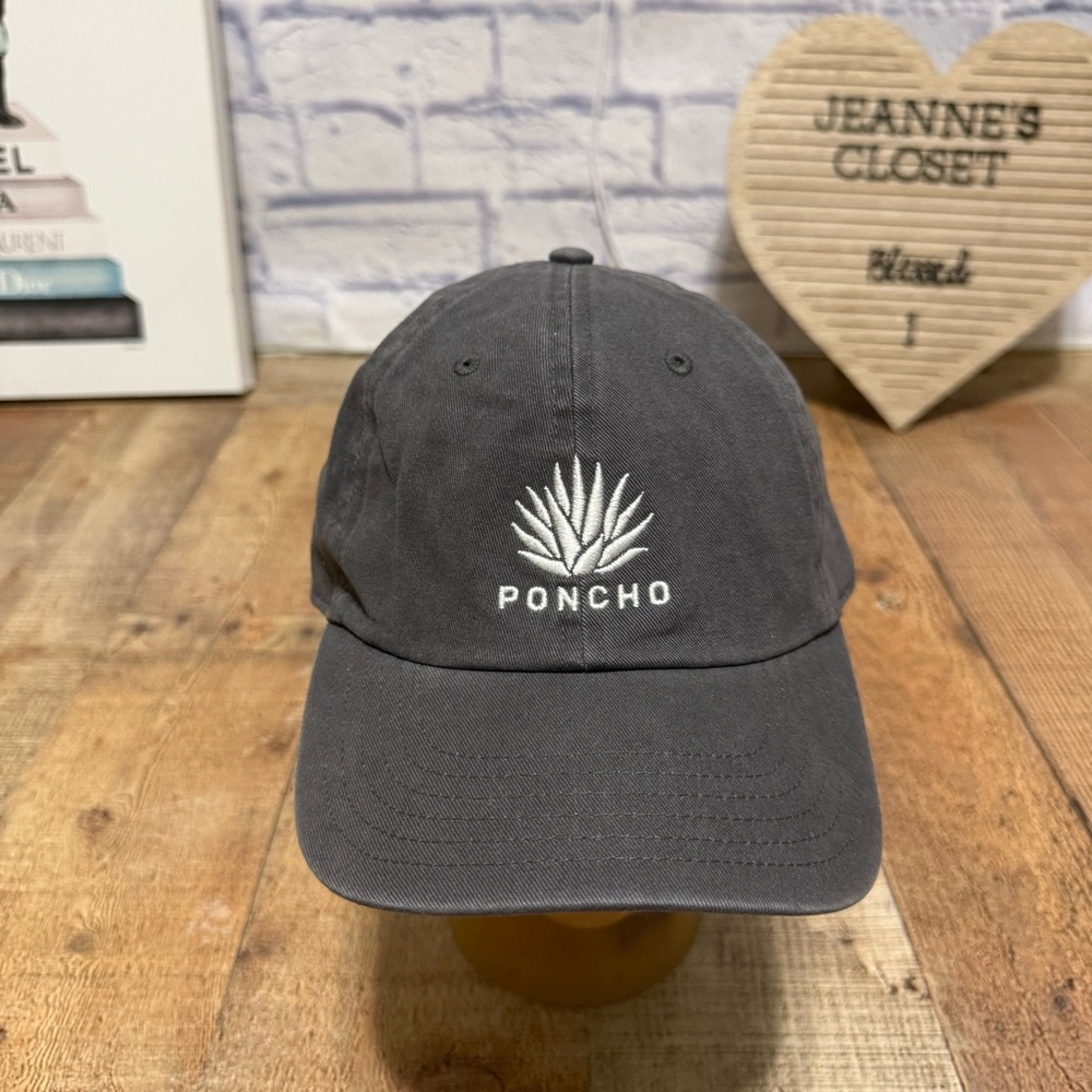 Poncho Outdoors Agave Hat Cap Strap Back Gray Cotton Embroidered Adjustable